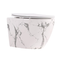 Унітаз підвісний Robin Ultra Quiet 490×365×325 мм, Marble, з сидінням Slim Duroplast / Soft-close / Quick Release QT13332381АSMR Qtap