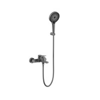 Змішувач для ванни Qtap Slavonice (з душовим гарнітуром) QTSLV259GMB48035 Gunmetal Black PVD