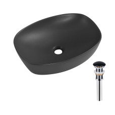 Раковина накладна Qtap Robin 500х380х140 мм, Anthracite, прямокутна, з донним клапаном QT04116302AN