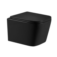Унітаз підвісний Qtap Crow Ultra Quiet 485×340×290 мм, Matt Black, з сидінням Slim Duroplast/ Soft-close/ Quick Release QT05335171MB