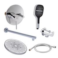 Комплект для душу Qtap Spring Chrome: Змішувач QTSPRCRM0102+QTTRU120CRM45926+Лійка QTHLA107CRM45787+QTCRMBH030+LDNIA09CRM35459+Лійка QTRUC125CRM45956