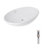 Комплект Qtap Dove: Раковина накладна 635x420x150 мм, White, овальна + Донний клапан Pop-up PU02O