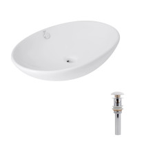 Комплект Qtap Dove: Раковина накладна 635x420x150 мм, White, овальна + Донний клапан Pop-up PU02O