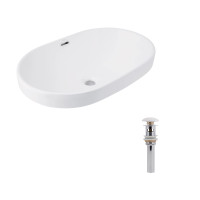 Комплект Qtap Leo: Раковина врізна 610x405x185 мм, White, овальна + Донний клапан Pop-up PU02O