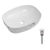 Раковина накладна Qtap Robin 500х380х140 мм, Marble, прямокутна, з донним клапаном QT04116302MR