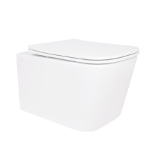 Унітаз підвісний Crow Rimless 485х340х330 мм, White, з сидінням Slim Duroplast/ Soft-close/ Quick Release QT05335171RW Qtap