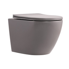 Унітаз підвісний Qtap Robin Ultra Quiet 520×365×340 мм, Stone grey, з сидінням Slim Duroplast / Soft-close / Quick Release QTROB26SG48996