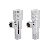 Комплект кутових кранів Thermo Alliance Standart (круг, білий) 1/2"ЗЗ, нерж, хром, керам. буксу TAS350W1515W