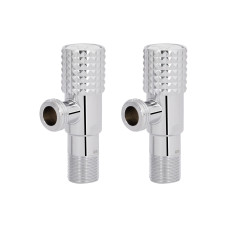 Комплект кутових кранів Thermo Alliance Standart (круг, білий) 1/2"ЗЗ, нерж, хром, керам. буксу TAS350W1515W