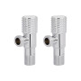 Комплект кутових кранів Thermo Alliance Standart (круг, білий) 1/2"ЗЗ, нерж, хром, керам. буксу TAS350W1515W