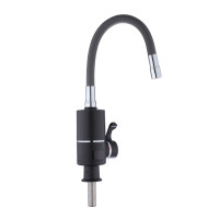 Проточний кран-водонагрівач з гнучким виливом для кухні  Lidz Warm 064  LDWAR064GRE49094 Black/Grey