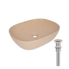 Раковина накладна Qtap Aquarius 470x380x120 мм, Beige, прямокутна, з донним клапаном QTAQA188SB49781