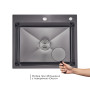 Комплект Lidz Handmade H6050HB Мийка для кухні інтегрована Decor Black PVD Honeycomb у комплекті з дозатором + Lidz K01G Корзина для кухонної мийки