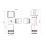 Кран кутовий Thermo Alliance Forte 1/2"Зх3/8"З з перехідником M10, хром TAF341W159