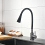 Змішувач для кухні Lidz Aria 015F31 (k35) з гнучким виливом LDARI015F31BGRP49566 Graphite/Black