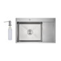 Мийка для кухні інтегрована Lidz Handmade Max 500 H7849R Brushed Steel, 3,0/1,0 мм, крило праворуч, збільшена чаша LDH7849RBRU49464