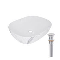 Раковина накладна Qtap Aquarius 470x380x120 мм, Marble, прямокутна, з донним клапаном QTAQA188MR49782