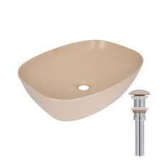 Раковина накладная Qtap Cardinal 500х380х140 мм, Beige, прямоугольная, с донным клапаном QTCAR188SB49825