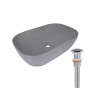 Раковина накладна Qtap Robin 600x390x150 мм, Stone grey, прямокутна, з донним клапаном QTROB188SG49786