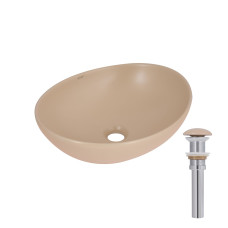 Раковина накладна Qtap Dove 415x340x140 мм, Beige, овальна, з донним клапаном QTDOV188SB49784
