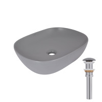 Раковина накладна Qtap Aquarius 470x380x120 мм, Stone grey, прямокутна, з донним клапаном QTAQA188SG49780