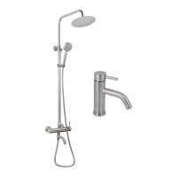 Акційний набір: Lidz Aria 0011F Змішувач для раковини (k35) Nickel + Lidz Aria 1031 Душова система на 3 споживача (з виливом) (k35) Nickel