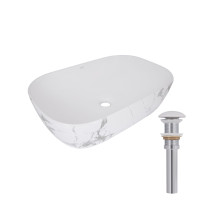 Раковина накладна Qtap Robin 600x390x150 мм, Marble, прямокутна, з донним клапаном QTROB188MR49788