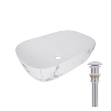 Раковина накладна Qtap Robin 600x390x150 мм, Marble, прямокутна, з донним клапаном QTROB188MR49788
