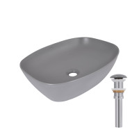Раковина накладна Qtap Cardinal 500х380х140 мм, Stone grey, прямокутна, з донним клапаном QTCAR188SG49824