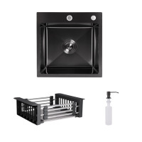 Акційний набір Lidz: мийка Handmade H4545 Black PVD Decor 2,5/0,5 мм + K01B Корзина для кухонной мойки
