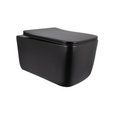 Унітаз підвісний Qtap Gemini Ultra Quiet 485×340×350 мм, Matt Black, з сидінням Slim Duroplast / Soft-close / Quick Release QTGEM28BLM50505