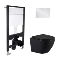 Готове рішення Qtap для ванної кімнати: підвісний унітаз Jay Ultra Quiet 485x360x320 + комплект інсталяції Standard (лінійна клавіша Chrome)