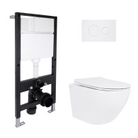 Готове рішення Qtap для ванної кімнати: підвісний унітаз Jay Ultra Quiet 485x360x320 + комплект інсталяції Standard (кругла клавіша White)