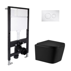 Готове рішення Qtap для ванної кімнати: підвісний унітаз Crow Ultra Quiet 485x340x290 + комплект інсталяції Standard (кругла клавіша Chrome)
