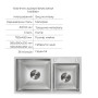 Акційний набір Lidz: мийка з двома чашами інтегрована Brushed Steel 3,0/1,0 мм + Змішувач Aria для кухні з гнучким виливом (k35) Grey
