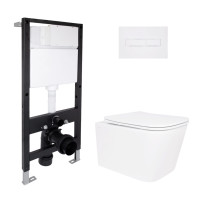 Готове рішення Qtap для ванної кімнати: підвісний унітаз Crow Rimless 485x340x330 + комплект інсталяції Standard (лінійна клавіша White)