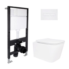 Готове рішення Qtap для ванної кімнати: підвісний унітаз Crow Rimless 485x340x330 + комплект інсталяції Standard (лінійна клавіша White)
