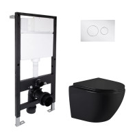 Готове рішення Qtap для ванної кімнати: підвісний унітаз Jay Ultra Quiet 485x360x320 + комплект інсталяції Standard (кругла клавіша Chrome)