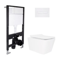Готове рішення Qtap для ванної кімнати: підвісний унітаз Crow Rimless 520x360x290 + комплект інсталяції Standard (лінійна клавіша White)