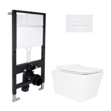 Готове рішення Qtap для ванної кімнати: підвісний унітаз Crow Rimless 520x360x290 + комплект інсталяції Standard (лінійна клавіша White)