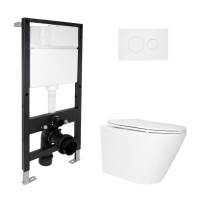 Готове рішення Qtap для ванної кімнати: підвісний унітаз Swan Ultra Quiet 520x360x320 + комплект інсталяції Standard (кругла клавіша White)