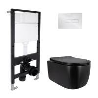 Готове рішення Qtap для ванної кімнати: підвісний унітаз Taurus Ultra Quiet 515x360x350 + комплект інсталяції Standard (лінійна клавіша Chrome)