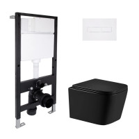 Готове рішення Qtap для ванної кімнати: підвісний унітаз Crow Ultra Quiet 485x340x290 + комплект інсталяції Standard (лінійна клавіша White)