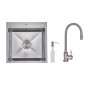 Акційний набір Lidz: мийка H5050H інтегрована Decor Honeycomb 2,5/0,5 мм LDH5050DEC48365 + Змішувач Aria для кухні з гнучким виливом (k35) Grey