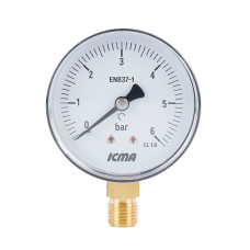Манометр Icma 1/4" 0-10 бар, нижнє підключення №244